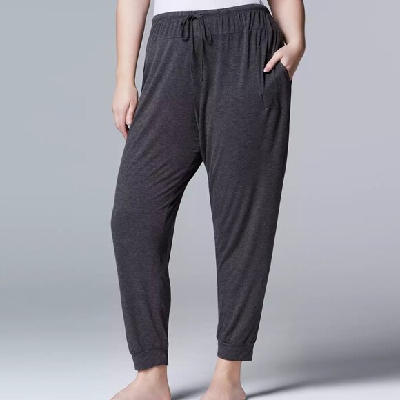 NWT Simply Vera Vera Wang Charcoal Gray Pajama Joggers 3X                   -ZZB - Picture 1 of 7